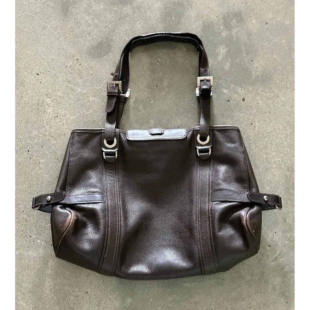 Longchamp‎ Leather Tote Pebbled Leather Luxury Bag GUC Brown
